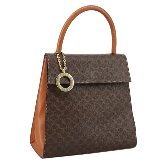 CELINE Macadam Canvas Hand Bag Pvc Leather Brown - Picture 1 of 12